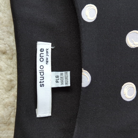 NWT Studio One NY Polka Dot Shift Dress w/Belt LP Black White Teal - Picture 3 of 16